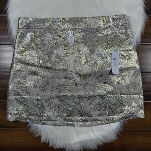 J.Marie Women's‎ Size XL Gold Cher Metallic Floral Brocade Mini A-Line Skirt